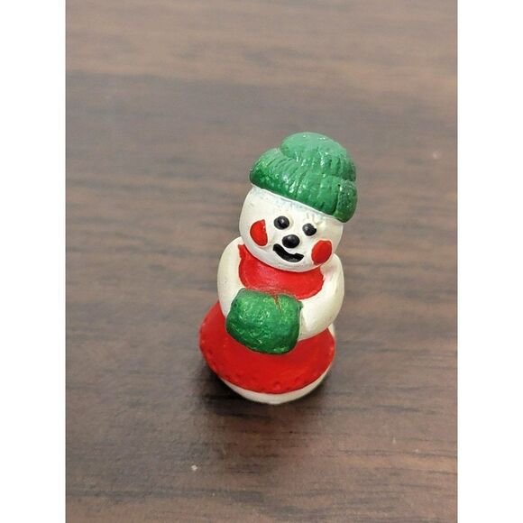 AL 1989 mini snowman Mrs Claus apron Village accessory Xmas figure - Picture 1 of 6
